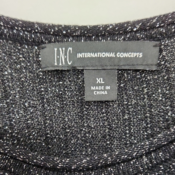 INC International Concepts Black Sparkle Crew Neck Sweater - Picture 2 of 4